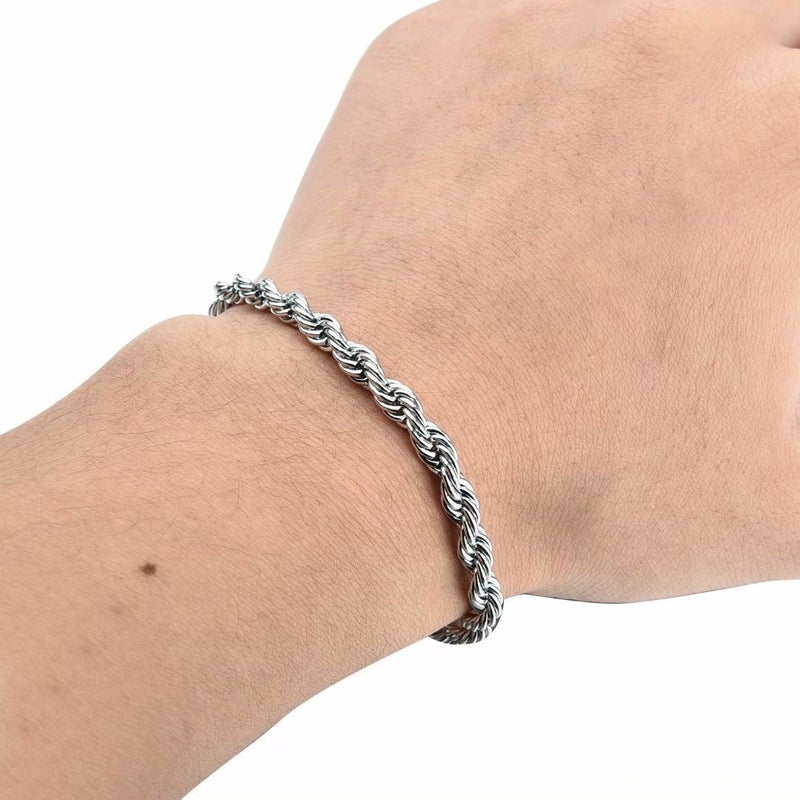 HolyFast Twist Chain Bracelets 4 mm 9 Inches - Stainless Steel Rope Jewelry for Men & Women - Image 4